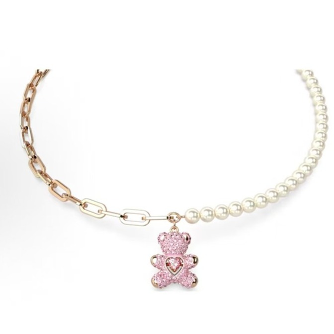 SWAROVSKI Pearl Pink Bear Necklace