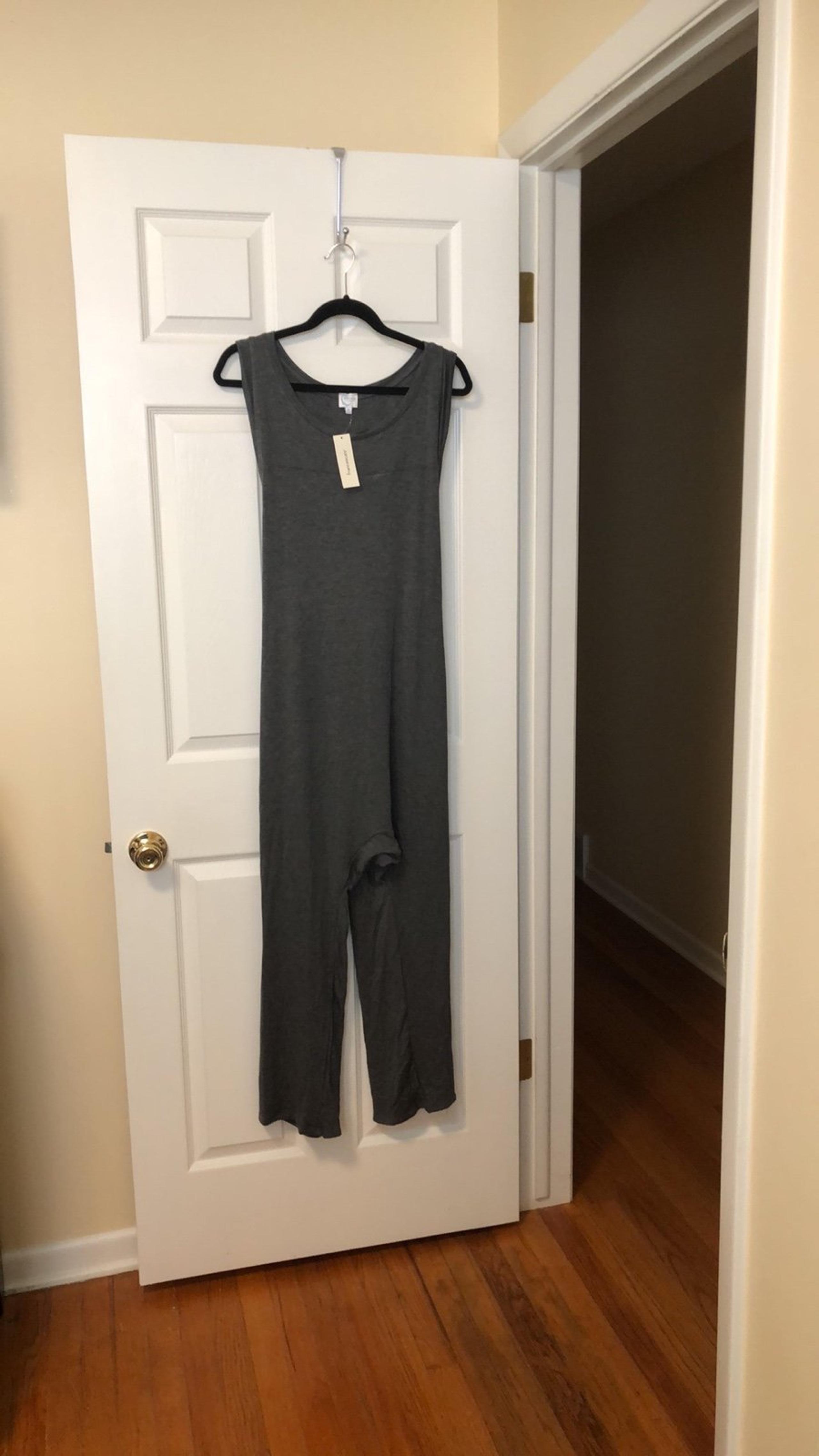 New womens Martha Lounge Jumpsuit sz M blue rain Francesca’s gray
