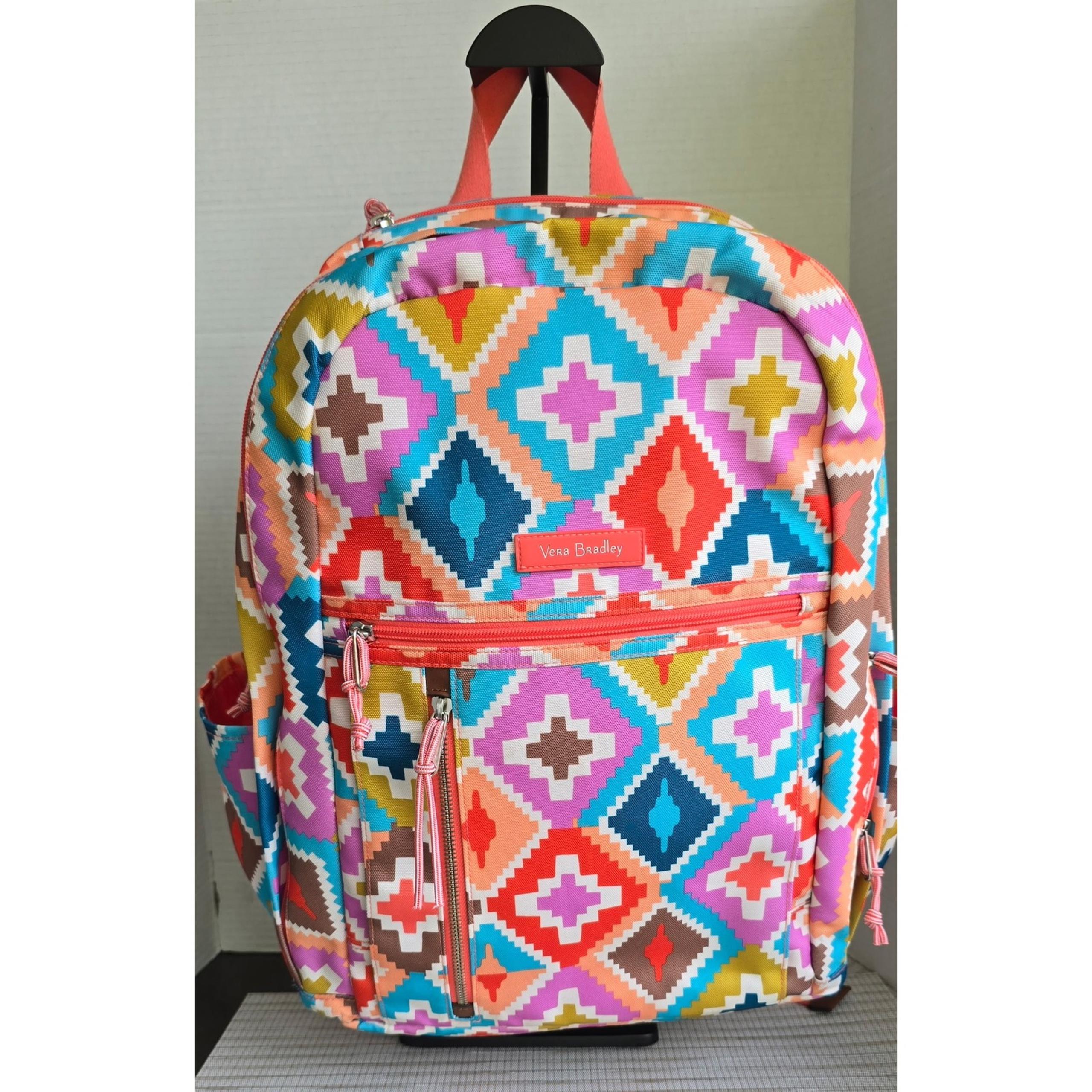 Vera Bradley Lighten up Grand Backpack, Polyester Hacienda Diamonds