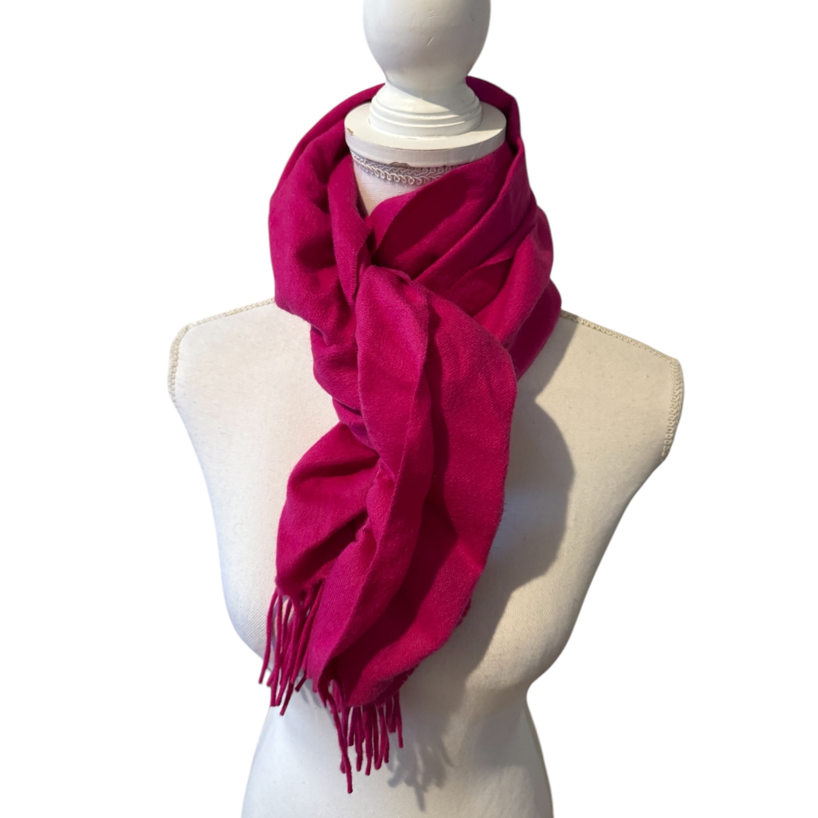 Amicale Scrunchy Cashmere Scarf Raspberry Pink