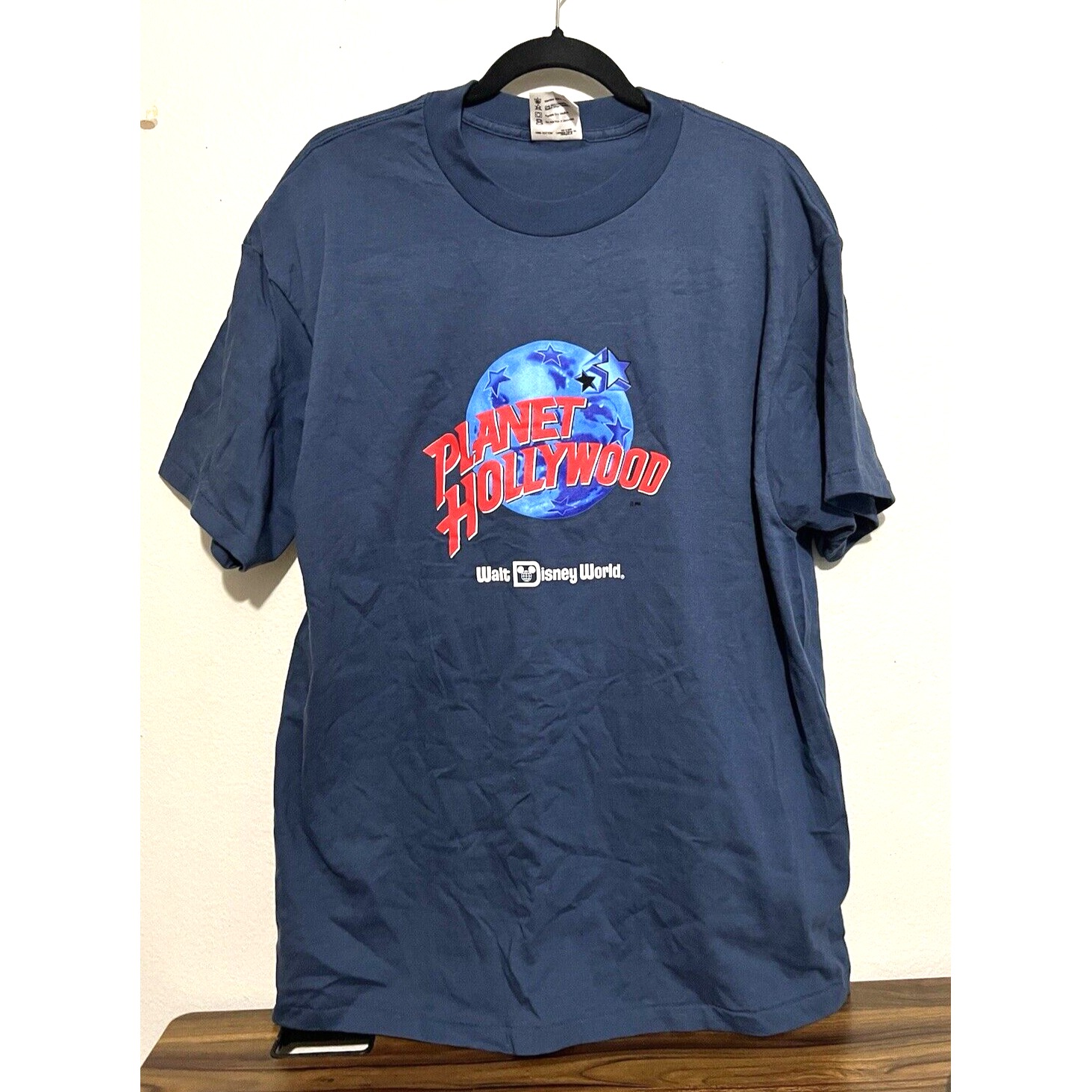 VTG 90s Planet Hollywood Walt Disney World XL men t shirt Tee blue made in USA
