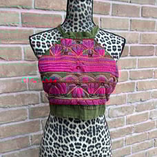 Free People South Coast Halter Embroidered Tie Back Festival Crop