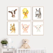 Set of 6 Farm Animal Nursery Art Prints