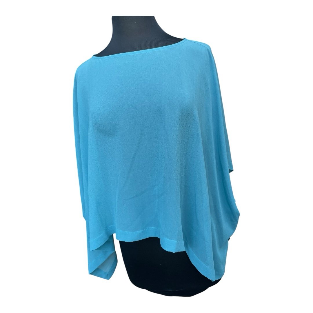 Eileen Fisher RIVER Sheer Silk Georgette Bateau Neck Top Size L- XL NWT 178