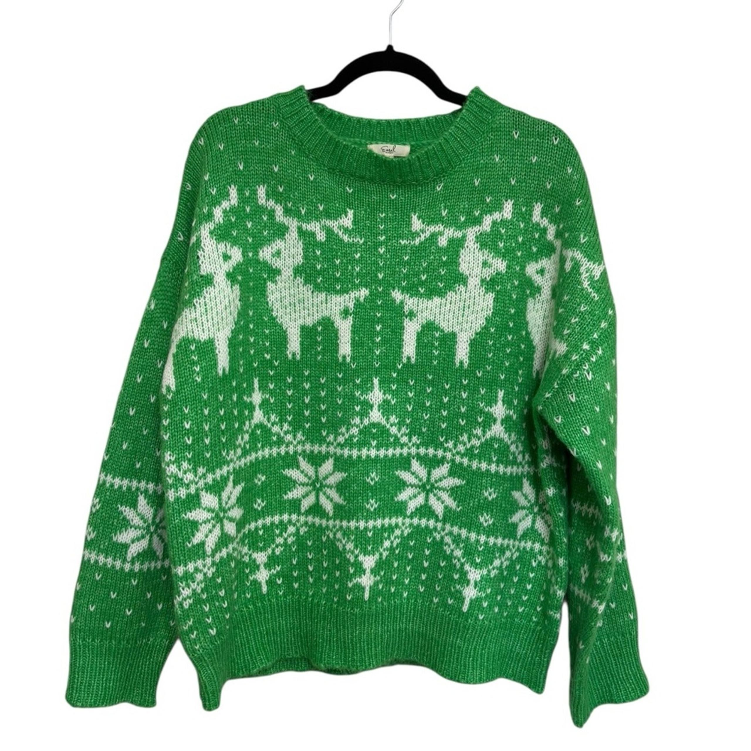 NWT Easel Los Angeles Reindeer Snowflake Design Knit Holiday Sweater - Size S