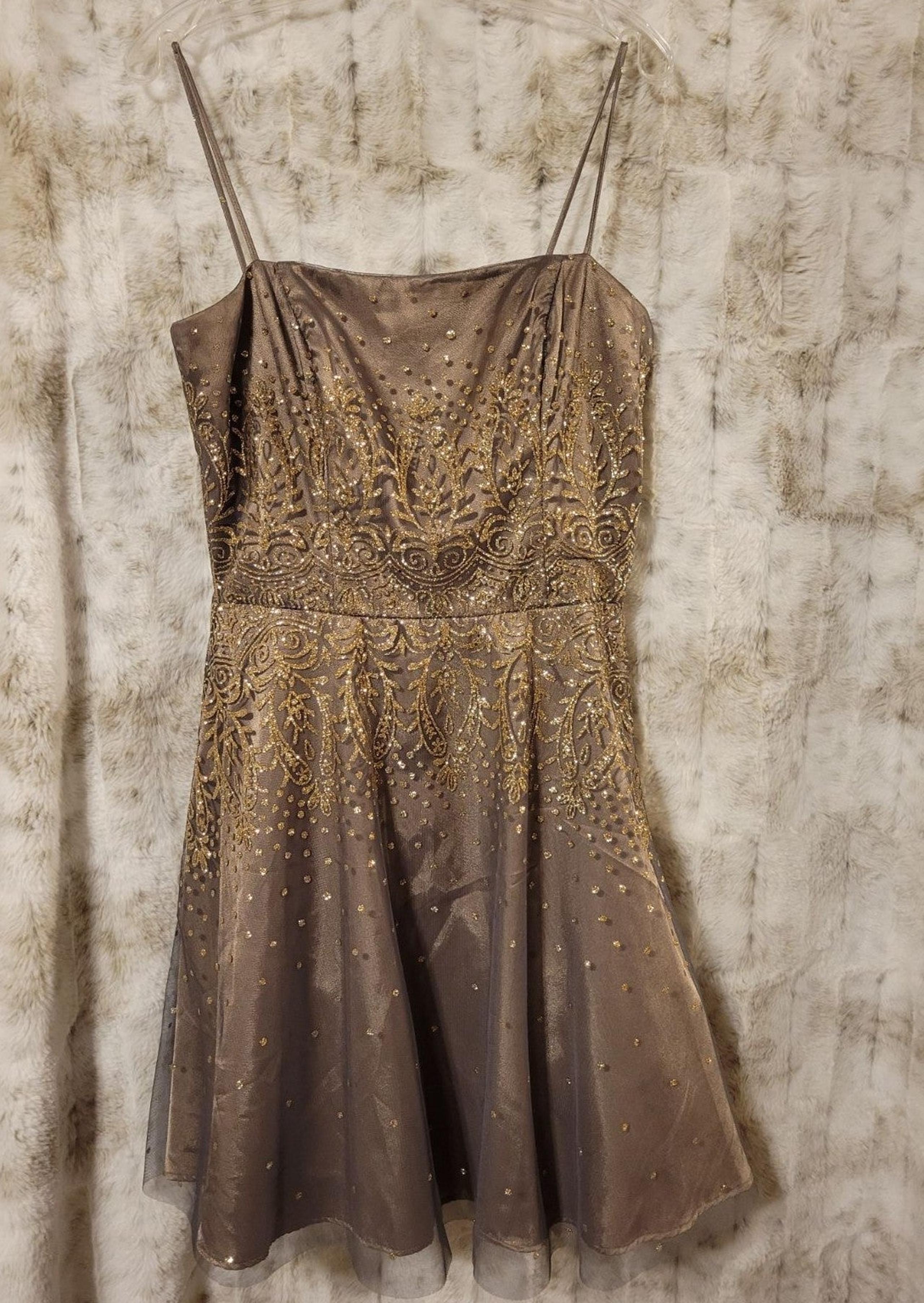 Brown and Gold Holiday Party Dress