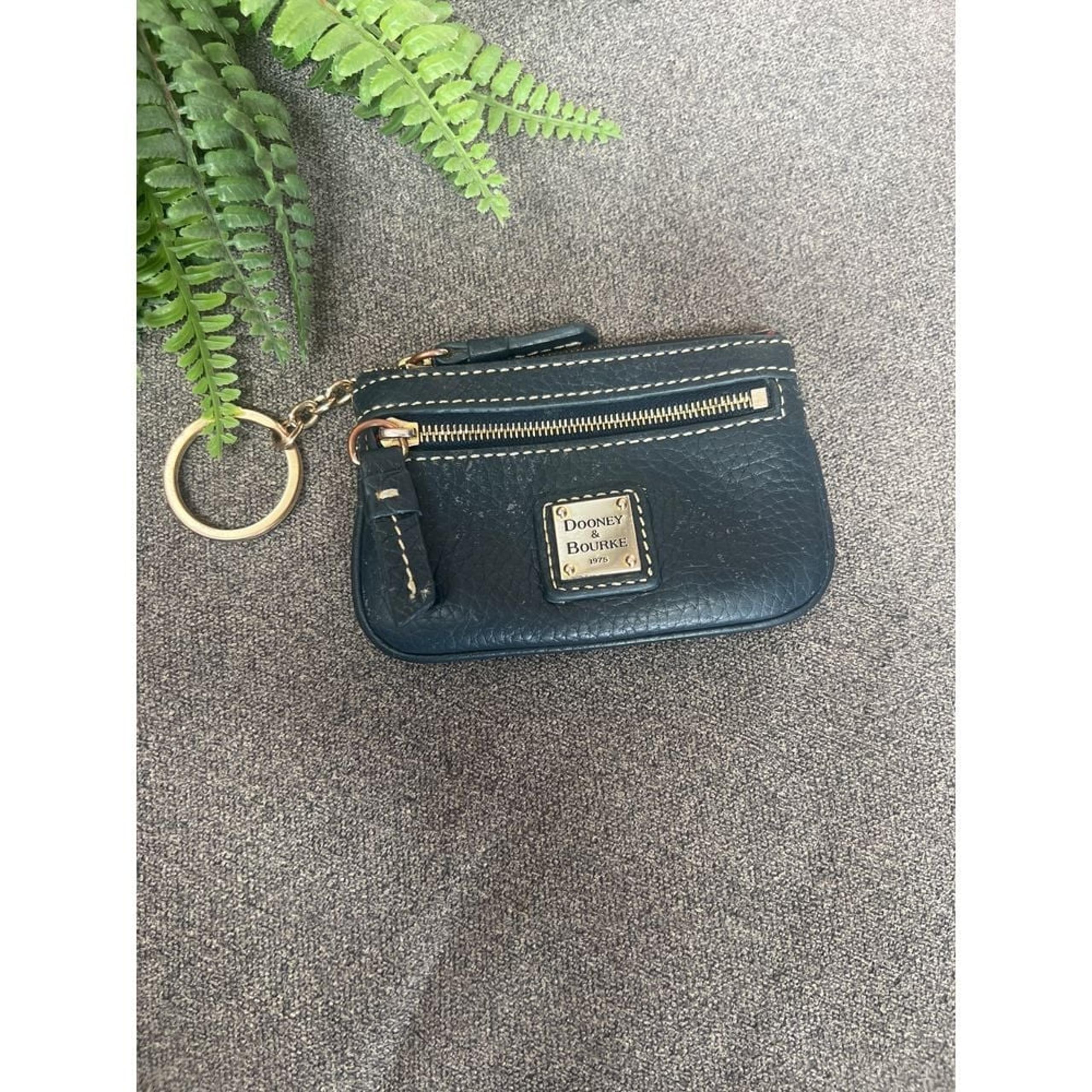 Dooney and Bourke blue keychain coin pouch wallet zip card holder leather