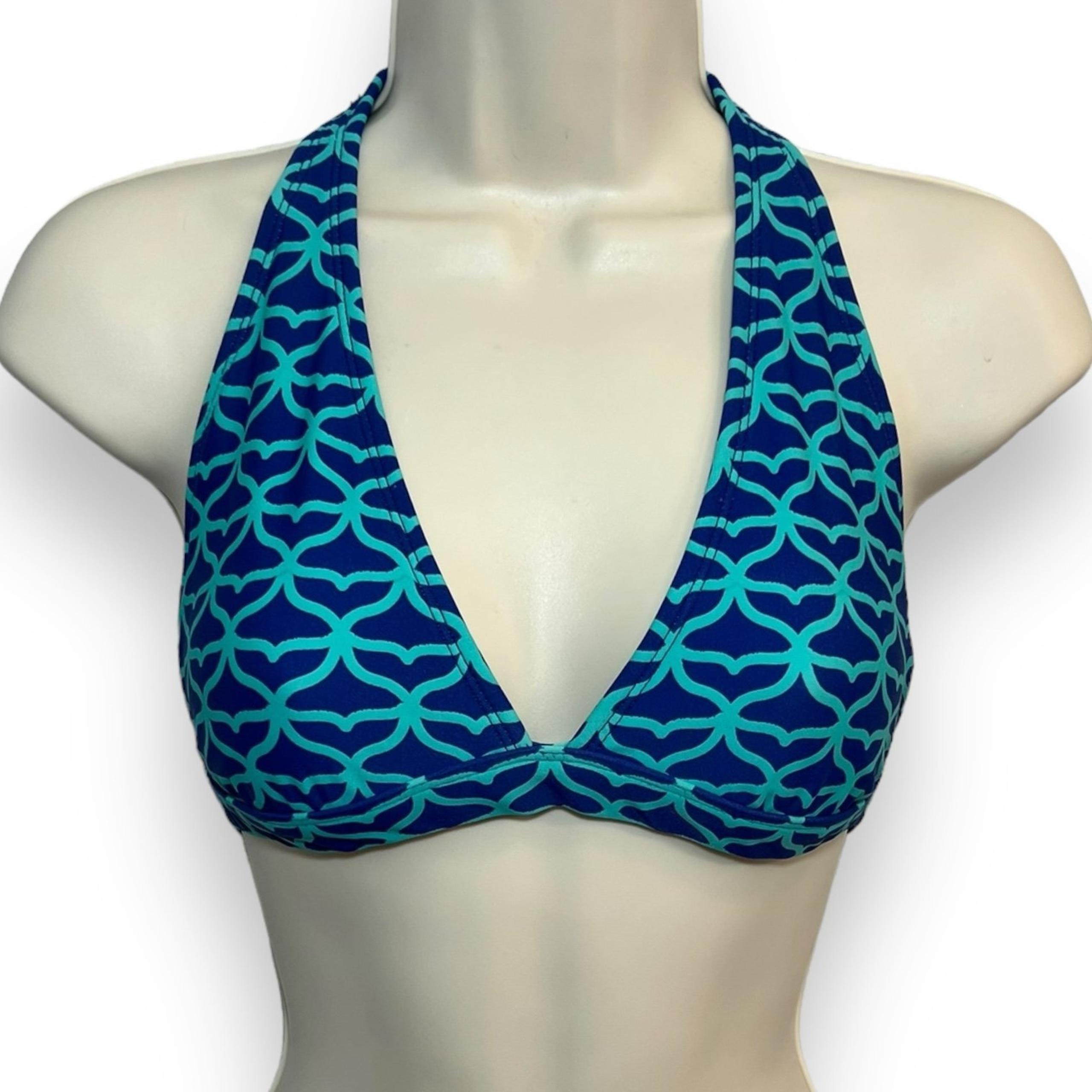 Vineyard Vines Women’s Whale Tail Allover Halter Bikini Top Blue Size Small