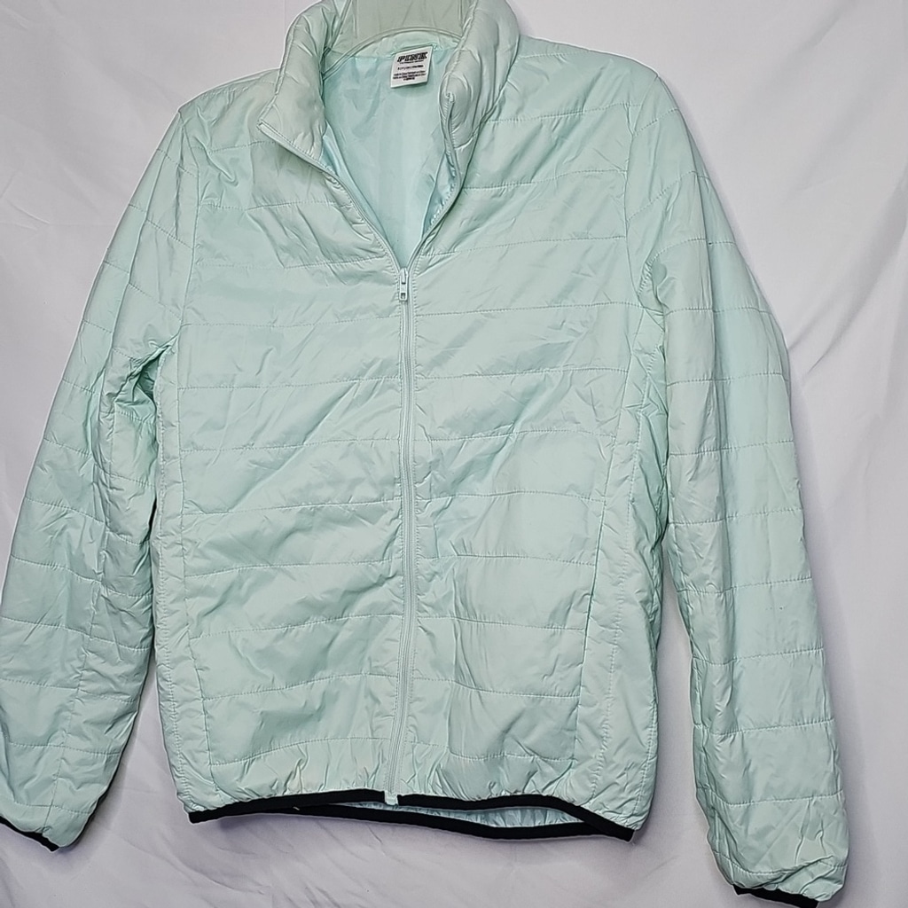 Victoria Secret Pink packable puffer zip up green mint frosting warm jacket sz S