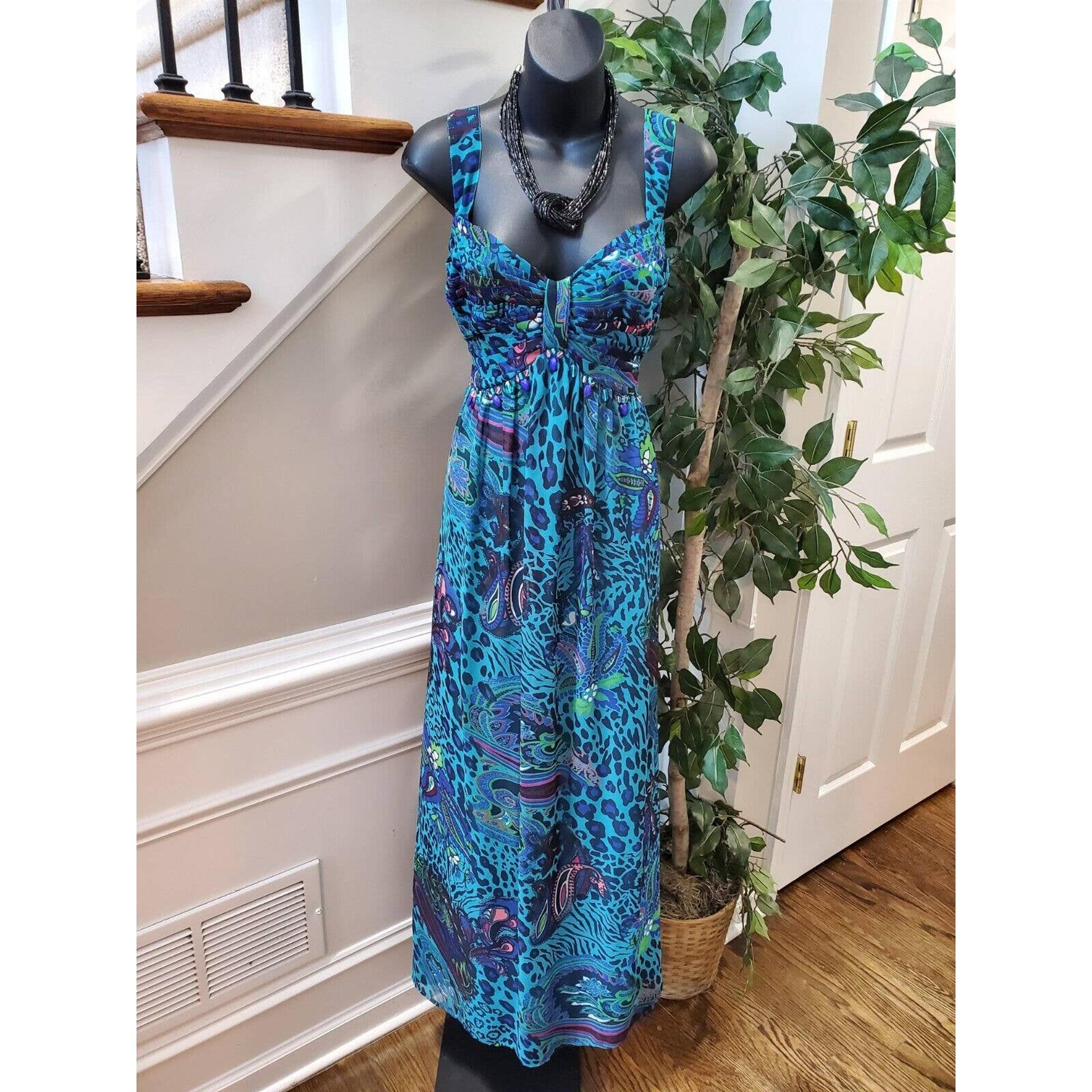 Jessica London Women's Blue Polyester Sweetheart Neck Sleeveless Maxi Dress 16