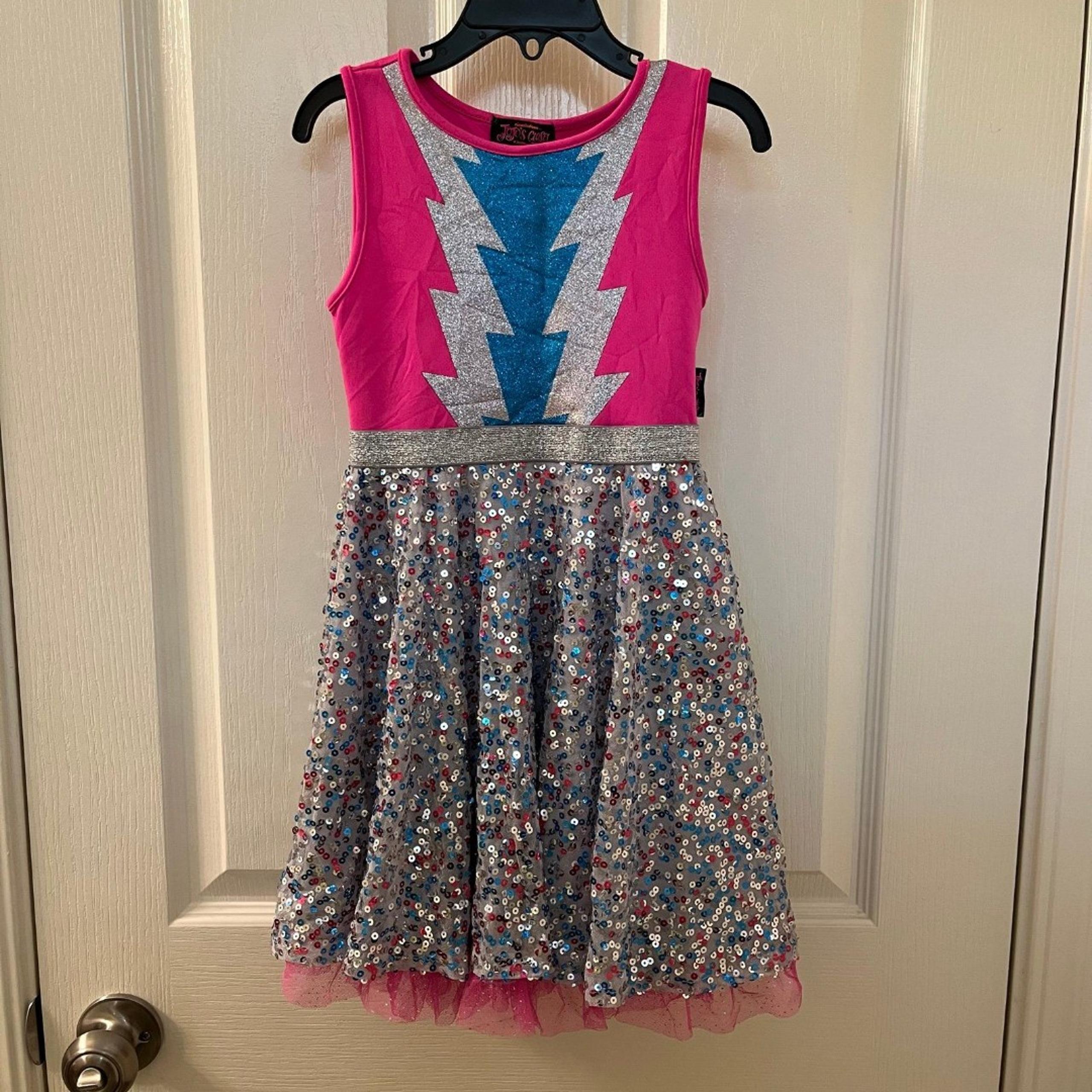 JoJo's Closet Pink Glitter Sequin Tulle Twirl Dress JoJo Siwa Girls Size XS 4-5