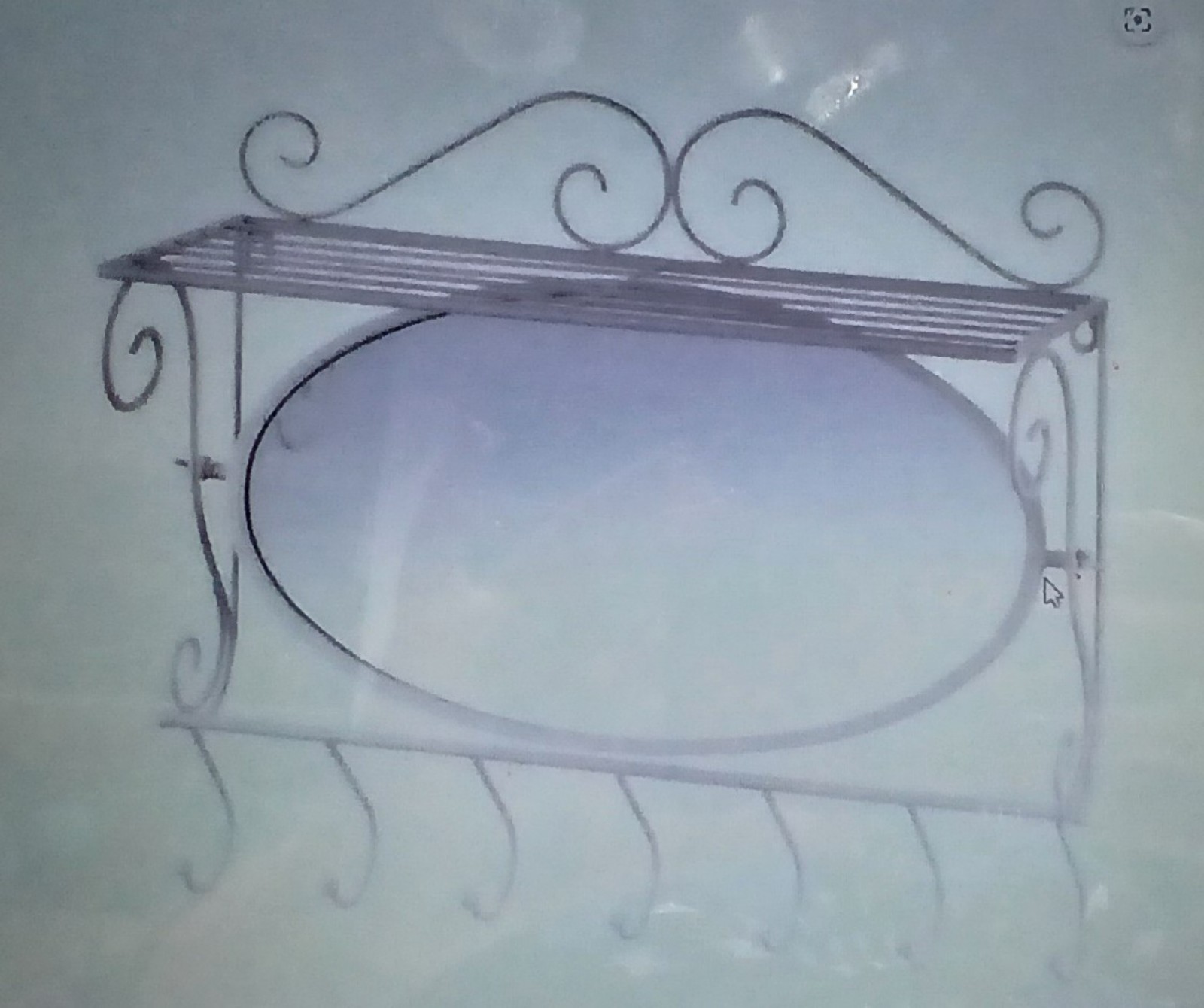 Mirrored hanging shelf with hooks