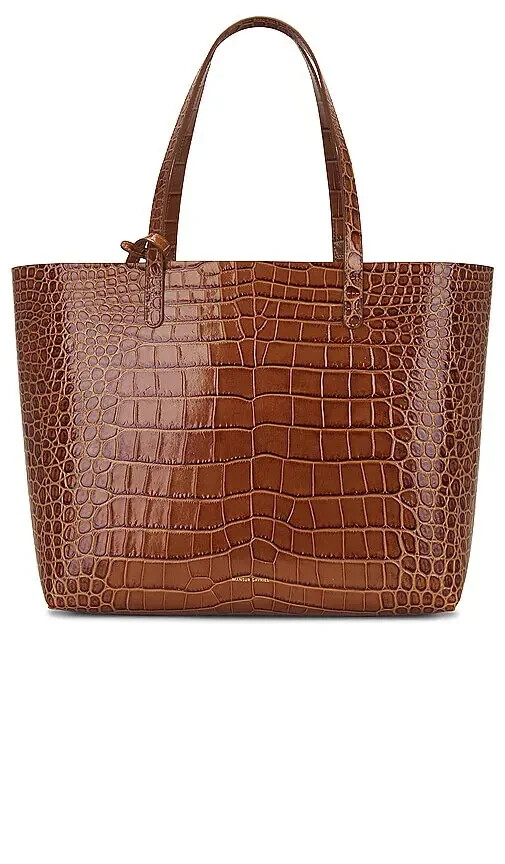 NWT MANSUR GAVRIEL LARGE BROWN CROC EMBOSSED LEATHER TOTE MADE IN ITALY