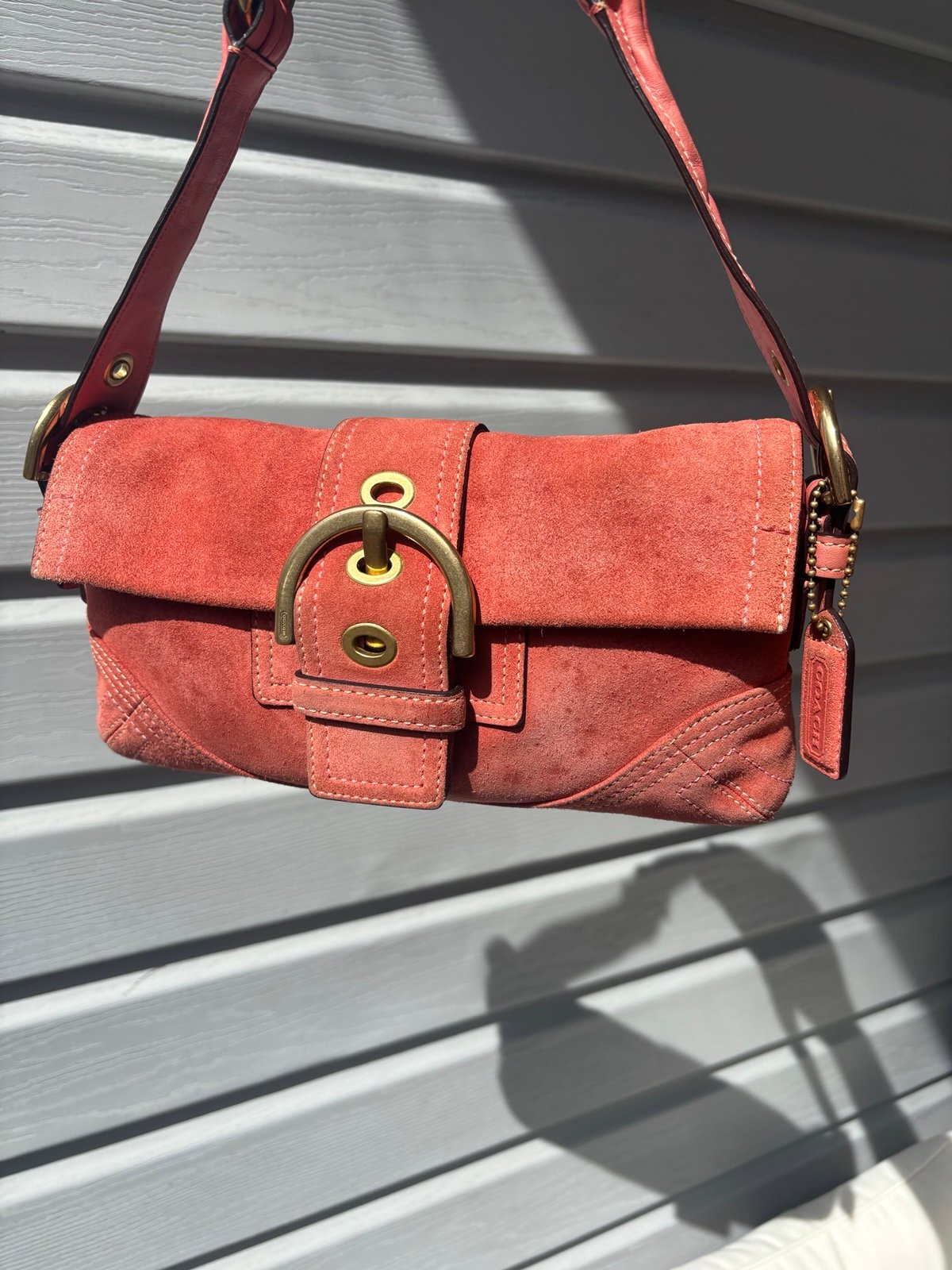 COACH Rare Pink Vintage Y2K 2005 Mini Soho Flap Buckle Shoulder Bag - 8A18