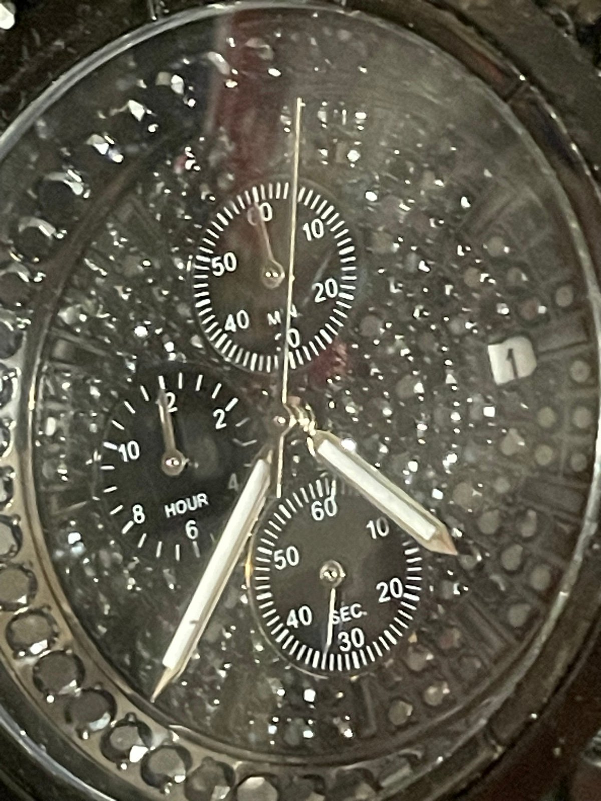 Ice Time Crown 10cttw Black Diamond Watch wrist 7.85