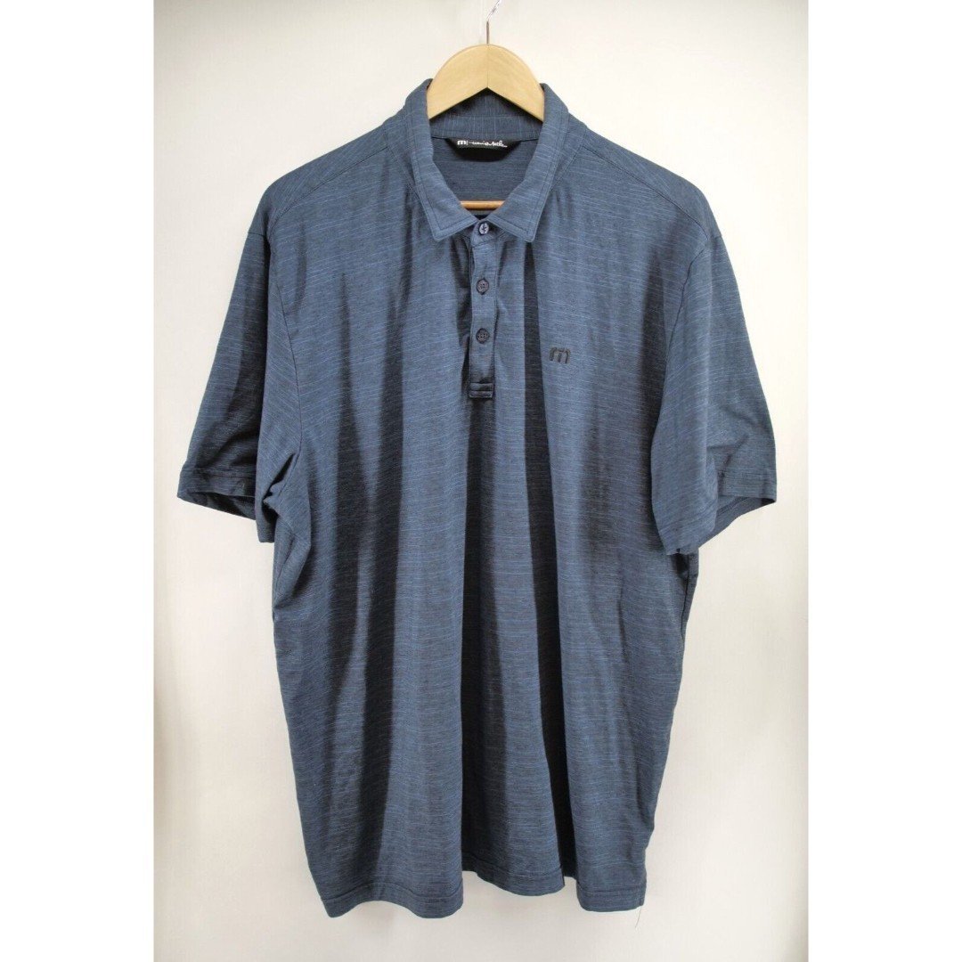 Travis Mathew The Heater Polo Shirt Men 2XL Performance Golf Blue