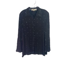 tarun tahiliani black long sleeve silk tunic top size M