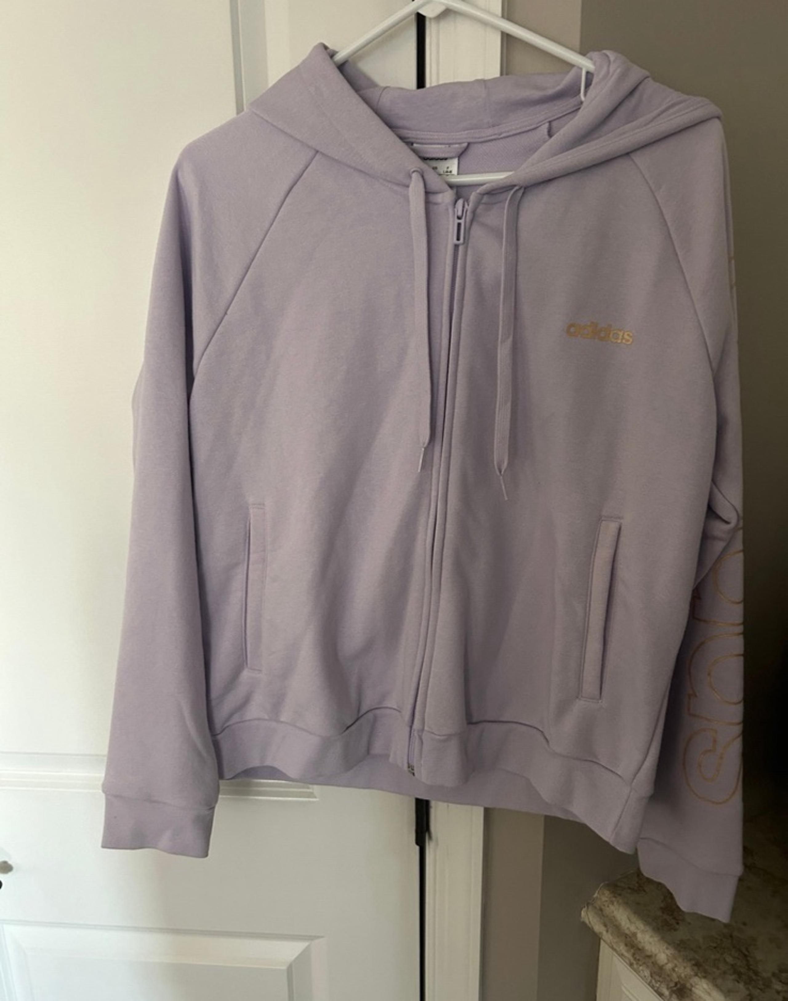 Women’s Adidas Full Zip Hoodie Sweatshirt Gold purple Large