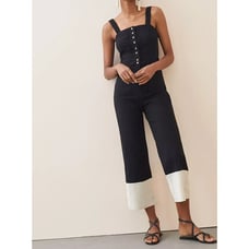 Anthropologie Maeve Jumpsuit Women's 10 Colette Linen Cropped Wide-Leg Overalls