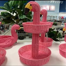2 tier Flamingo Wicker Basket !