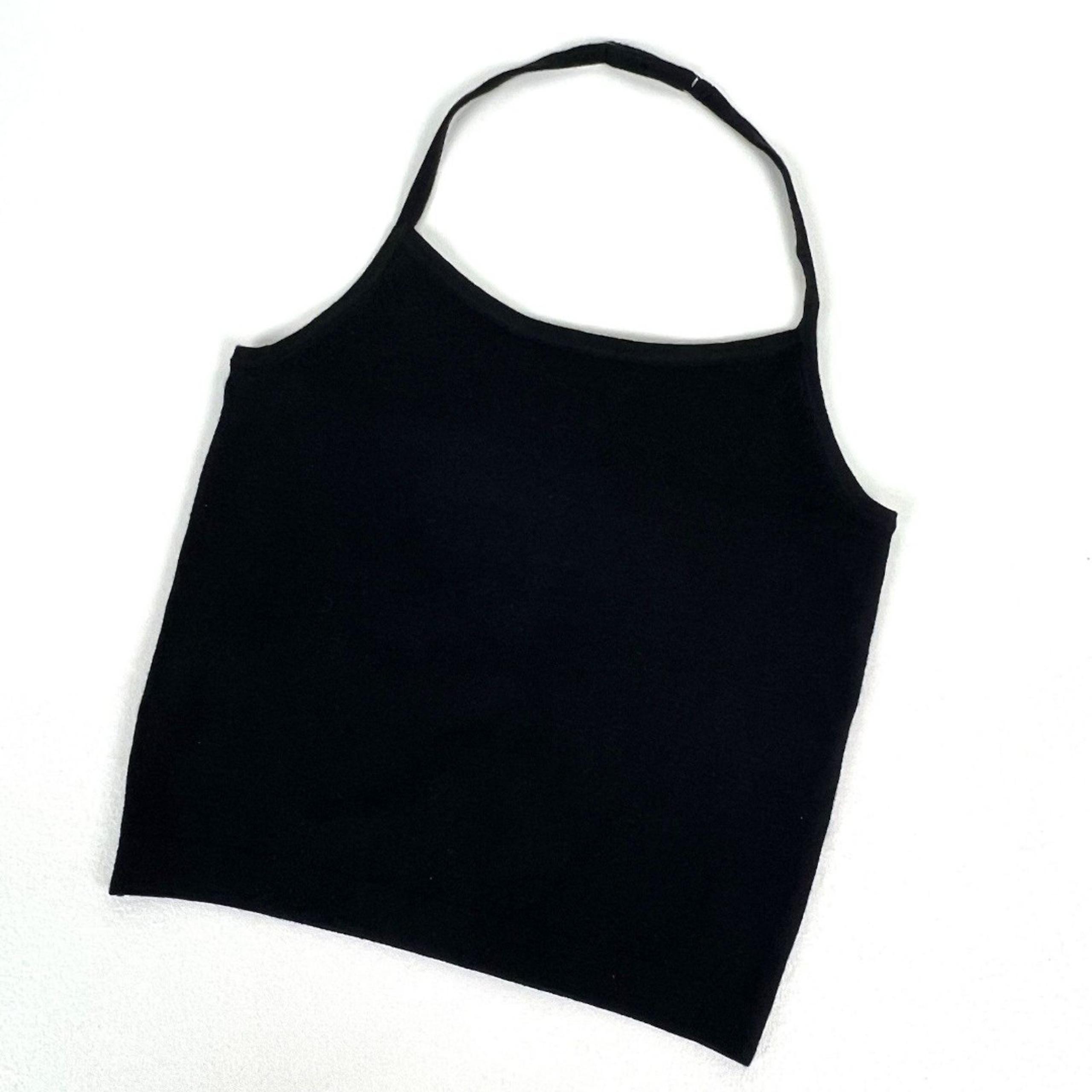 Banana Republic Halter Top Black Cotton Blend Stretch Adjustable Cropped Sz XS