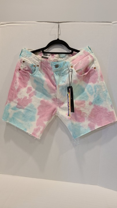 Levi’s 501 ‘93 Pride Tie Dye shorts mens sz 32 LGBT Use Your Voice Button Front