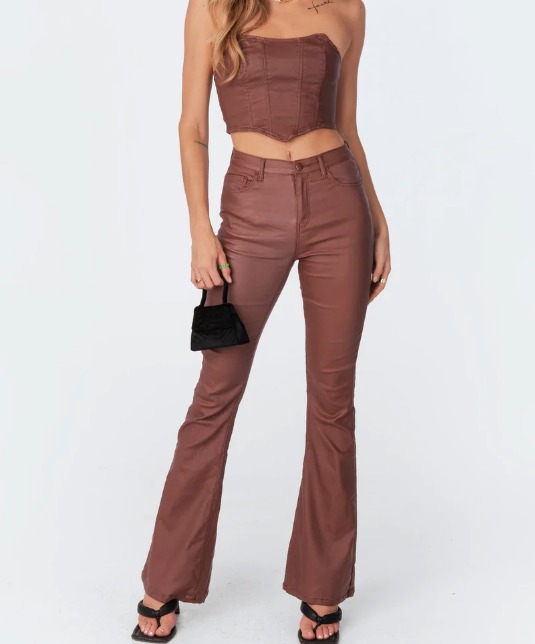 Luna Faux Leather Flare Jeans