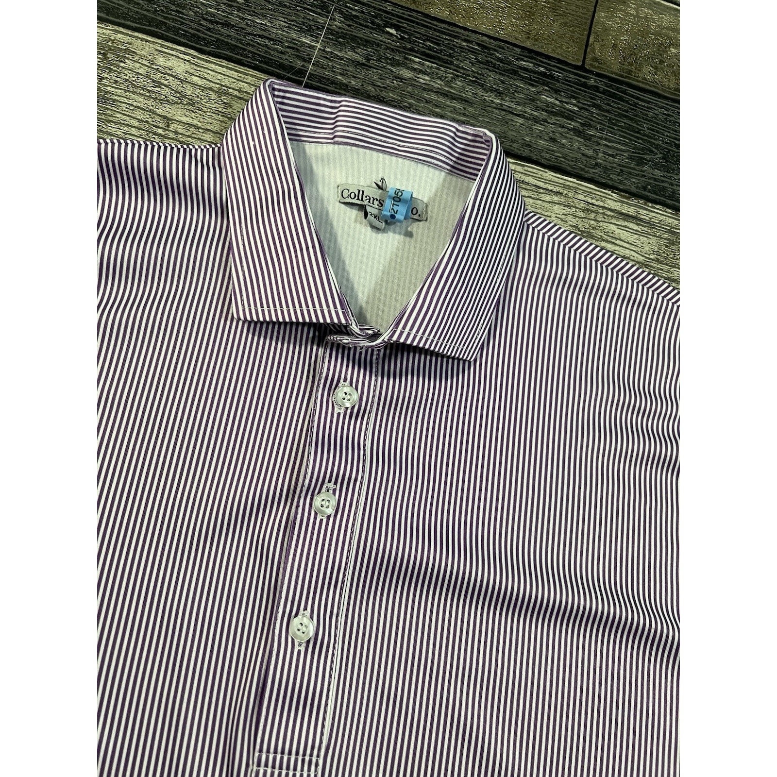 Collars And Co Polo Shirt Mens XXL Purple White StripedDress Collar Performance