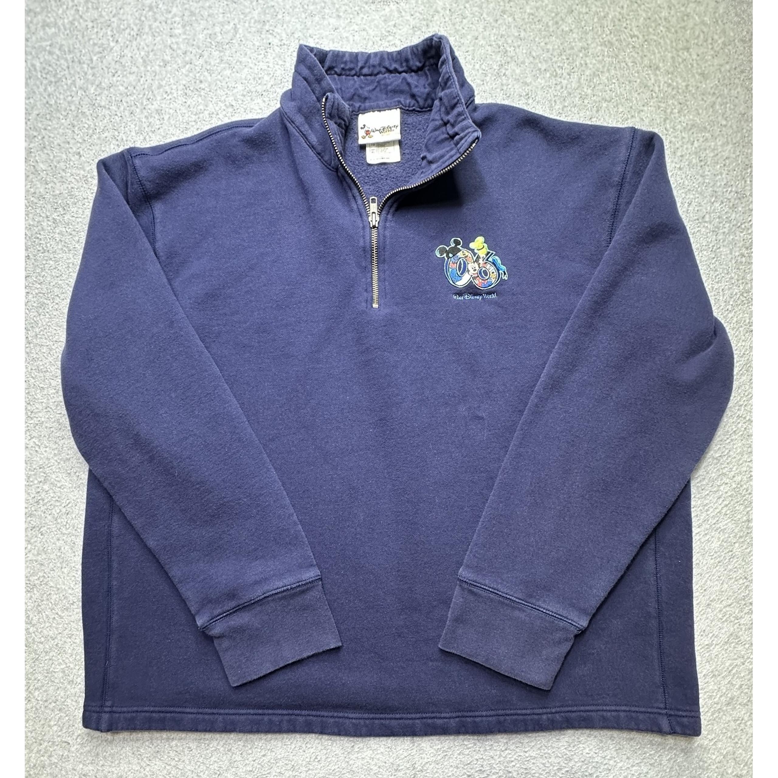 Walt Disney World Pullover Mens XL Half Zip Mickey Goofy Donald Embroidered 2006