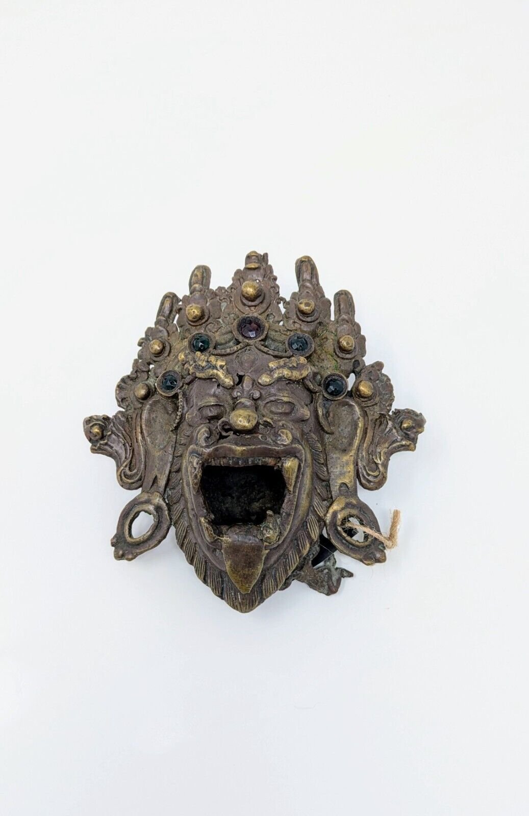 Antique Brass Tibetan Incense Burner: Mahakala