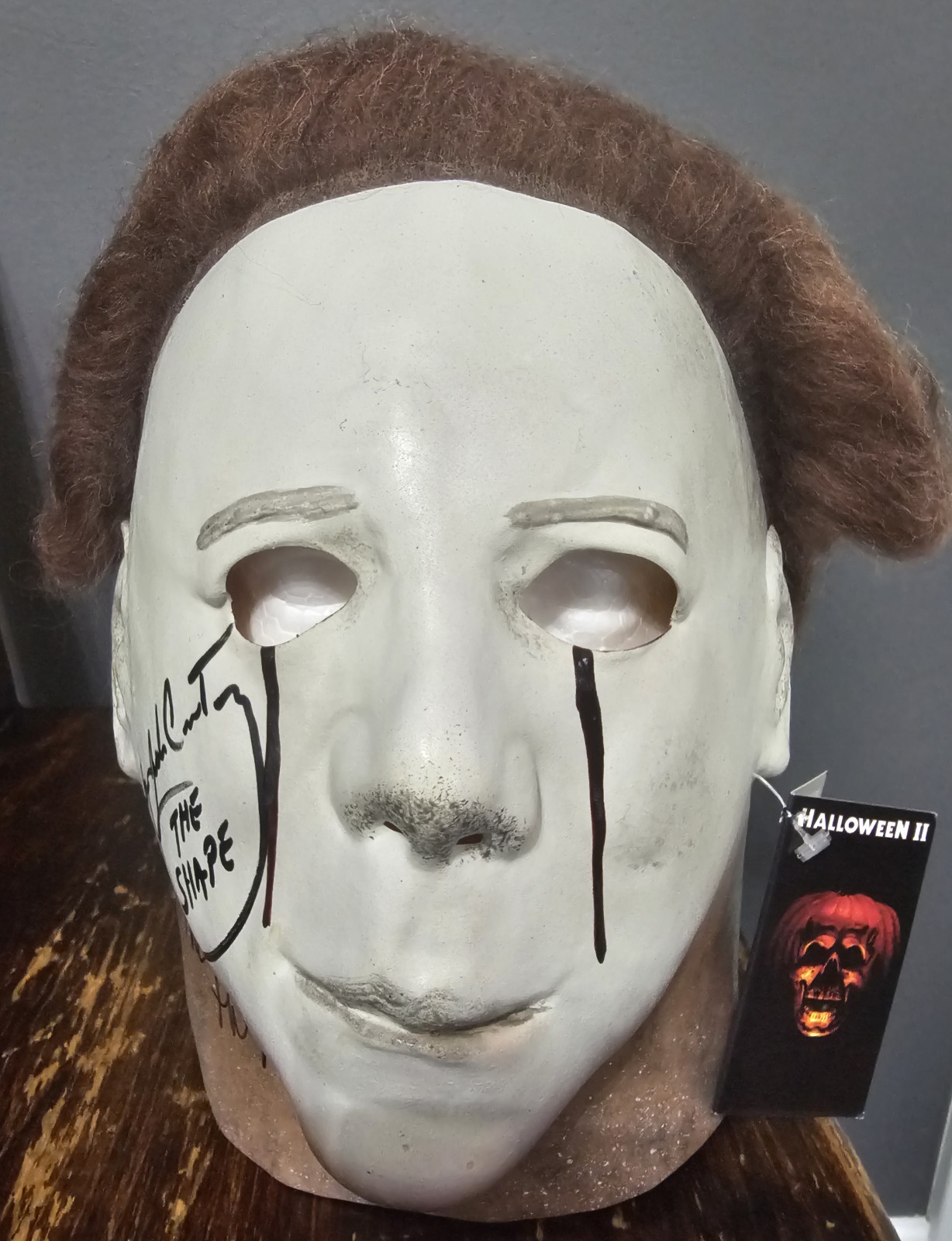 Michael Myers Halloween II full sized mask signed by Dick Warlock with H2 inscri