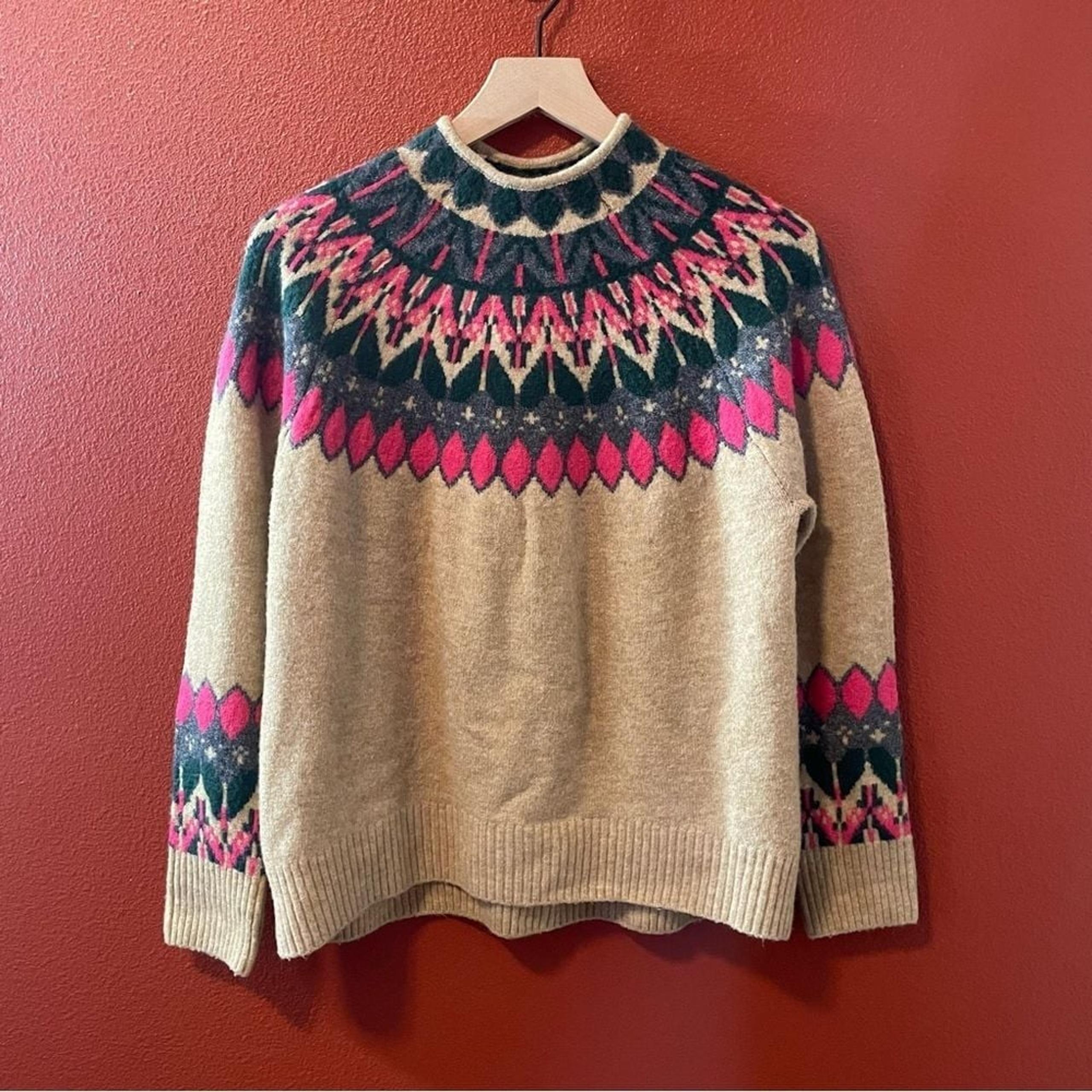 Vince Camuto Women's Fair Aisle CeCe Soft Long Sleeve Mock Neck Sweater