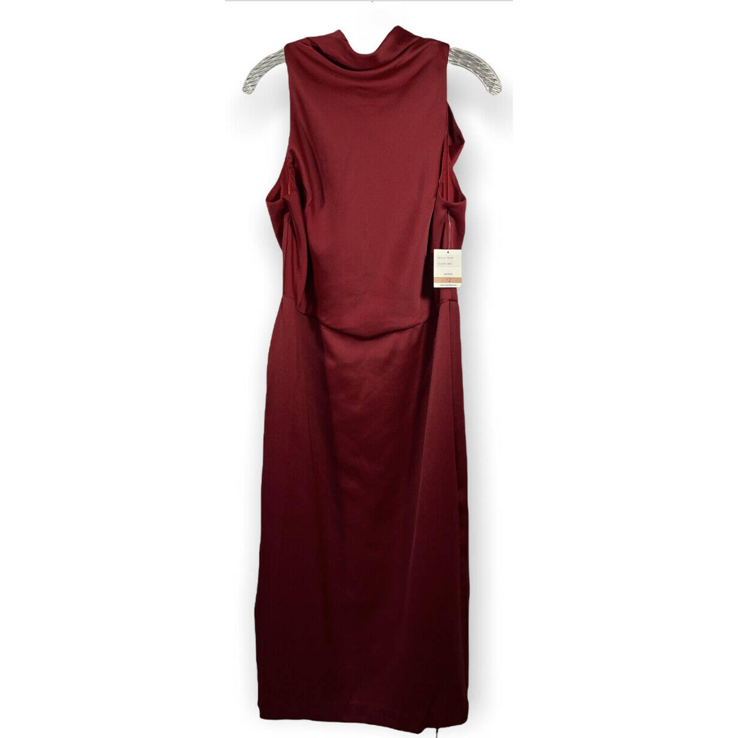 Taylor Womens Red Satin Sleeveless Tie Neck Back Zip Closure Lined Dress Size 12