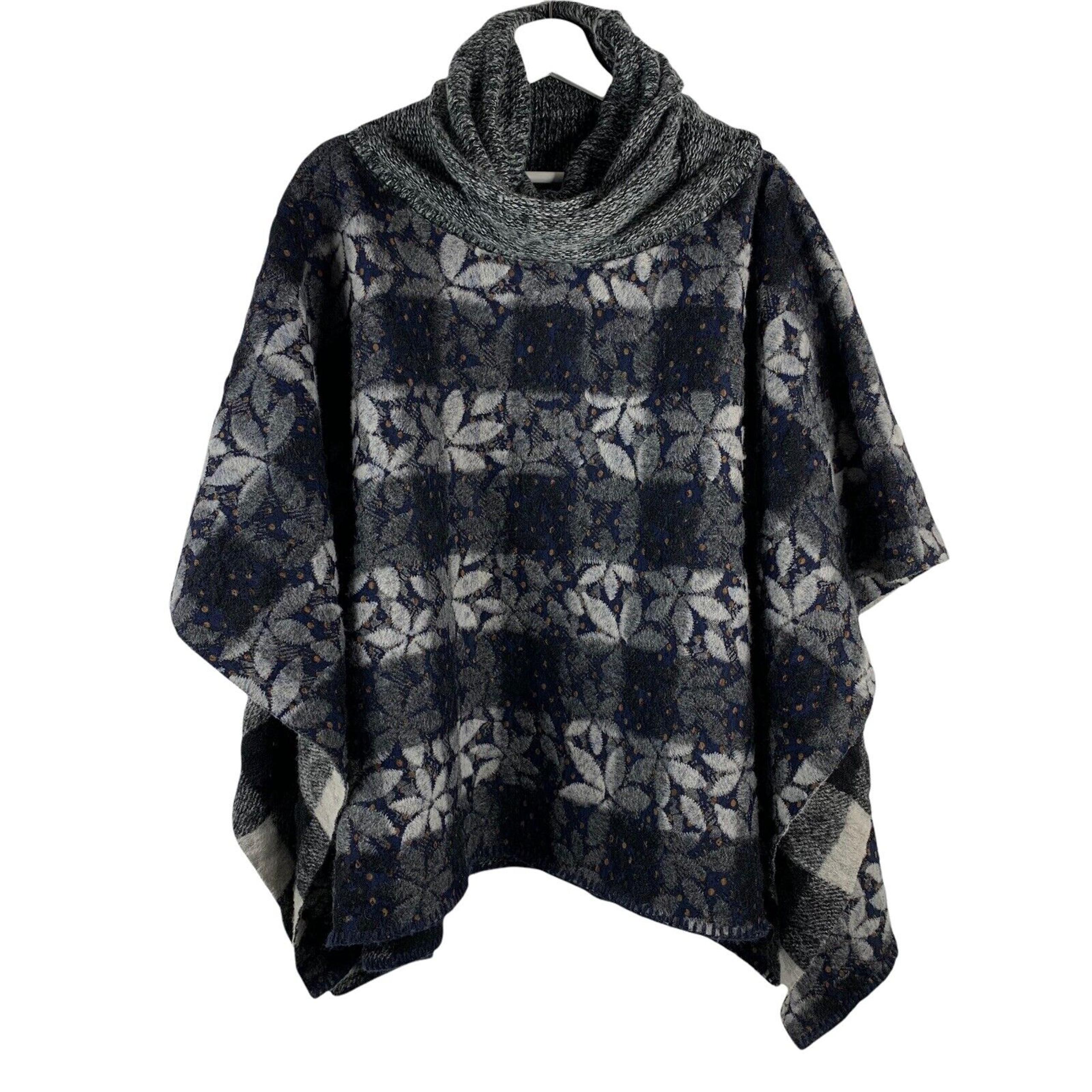 Anthropologie One Size Wintertide Reversible Turtleneck Poncho Sweater Women’s