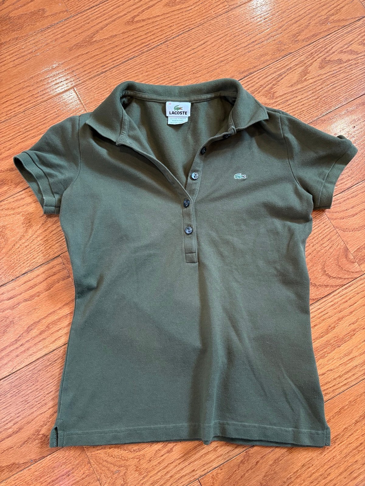 AUTH Lacoste Short Sleeve Button Classy Stretch Polo Top