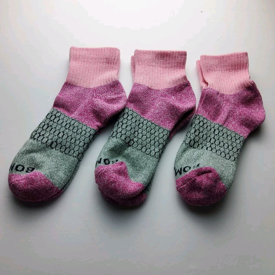 Bombas Tri-Block Marled Quarter Socks Lot Of 3 Pairs Size L