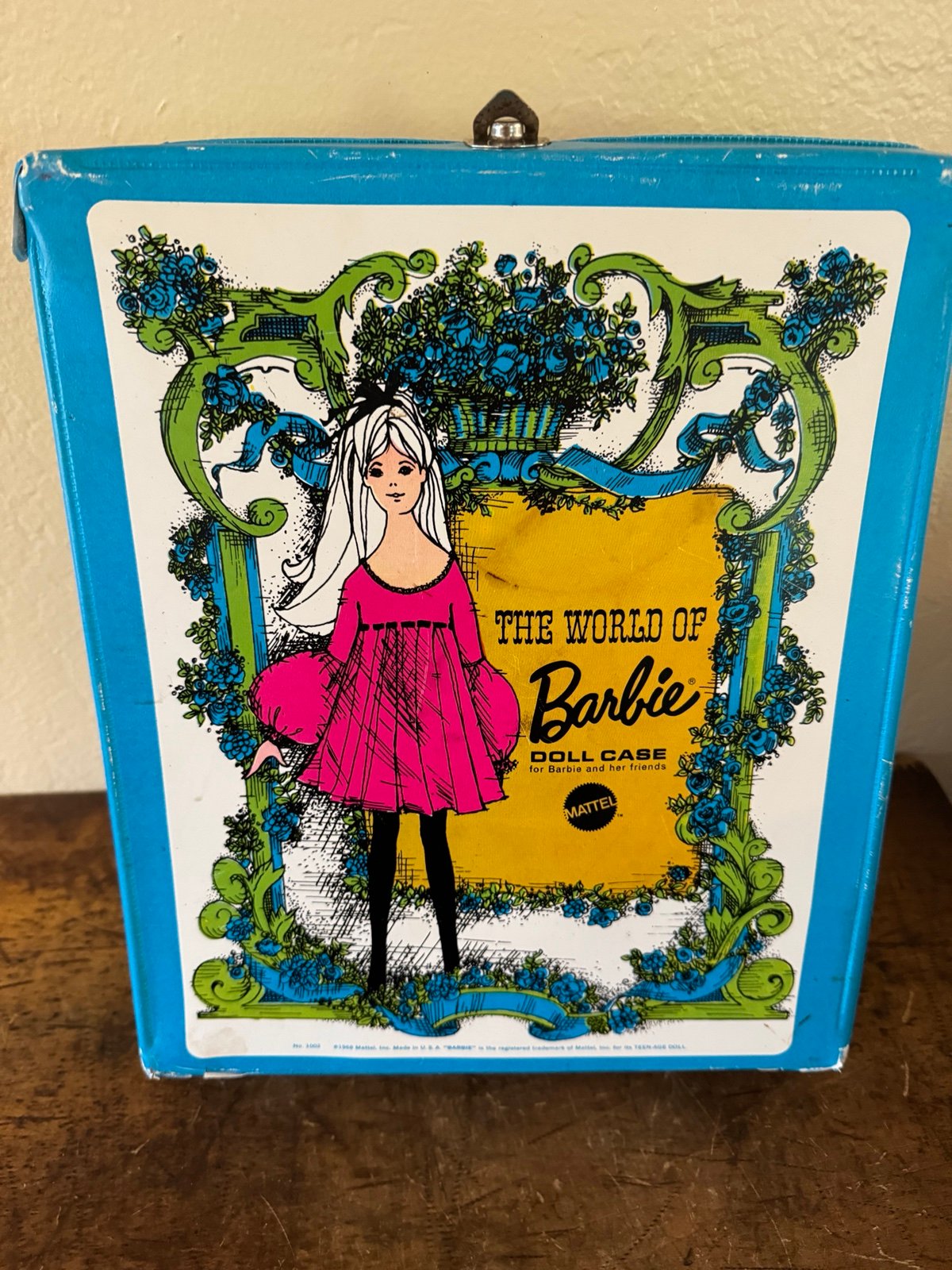 1968 The World of Barbie Doll Vintage Carrying Case Blue/Green Mattel No. 1002