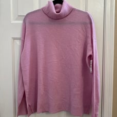 New Pink 100% Cashmere Turtleneck Sweater L