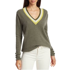 ATM CASHMERE DEEP V-NECK SWEATER SAFARI
