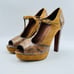 Tory Burch Shoes Womens 7.5 Brown Leather Suede Sandals Heels Peep Toe T Strap