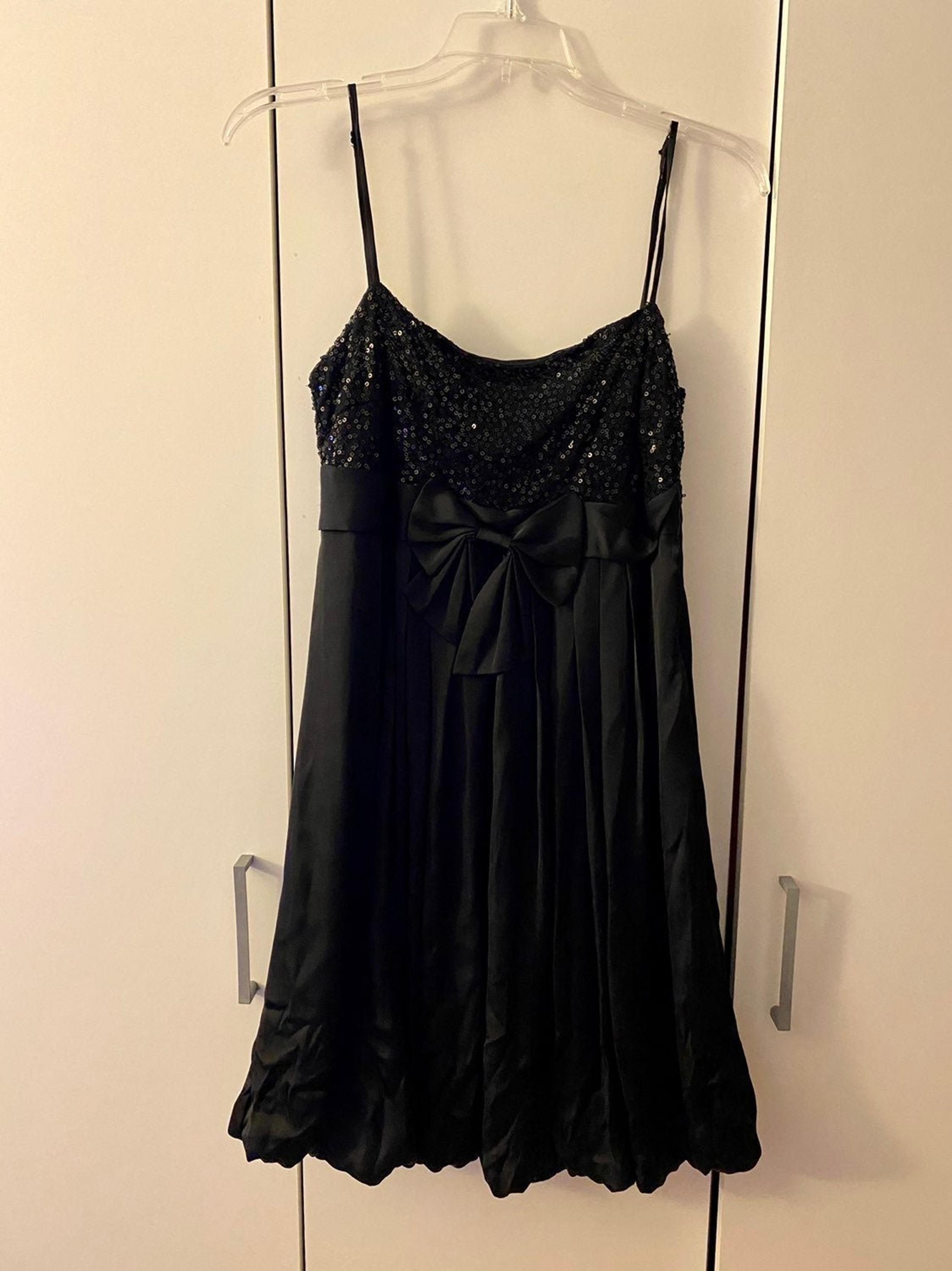 Black Sequin Bow Dress