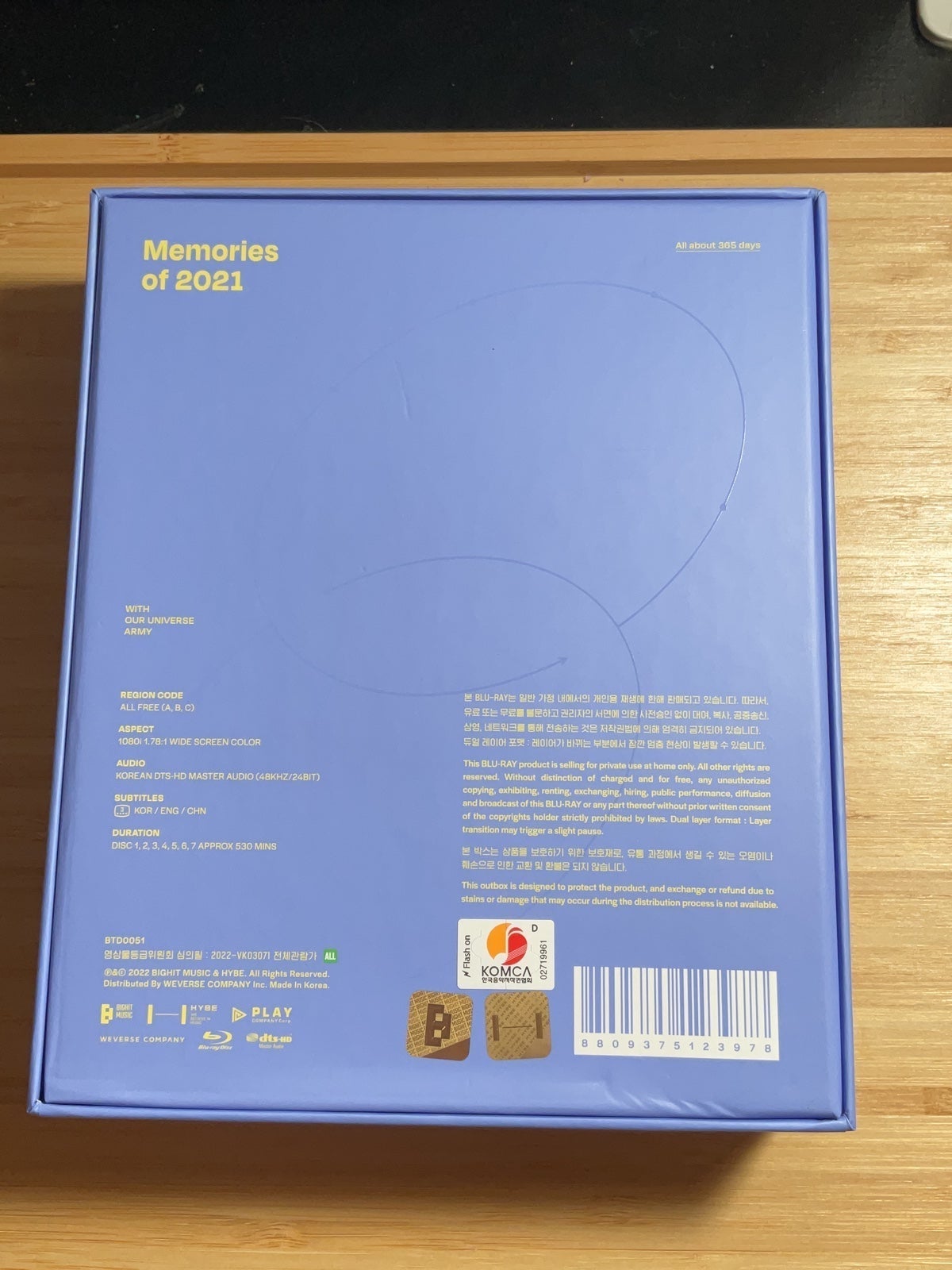 BTS Memories 2021 Blu-ray with Jungkook Photo Card