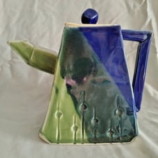 Handmade Green and Blue Teapot