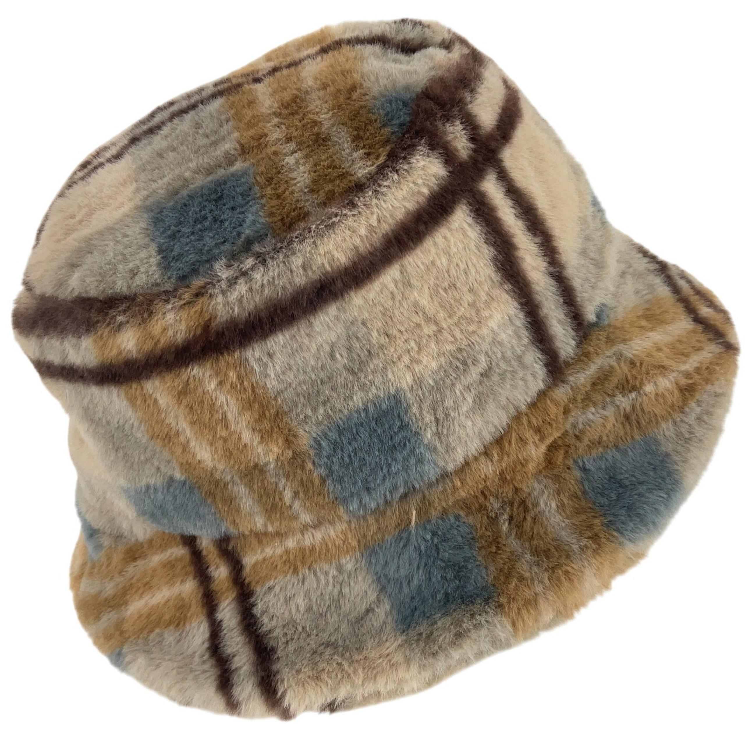 Anthropologie Beige & Gray Faux Fur Bucket Hat Women’s One Size Preowned