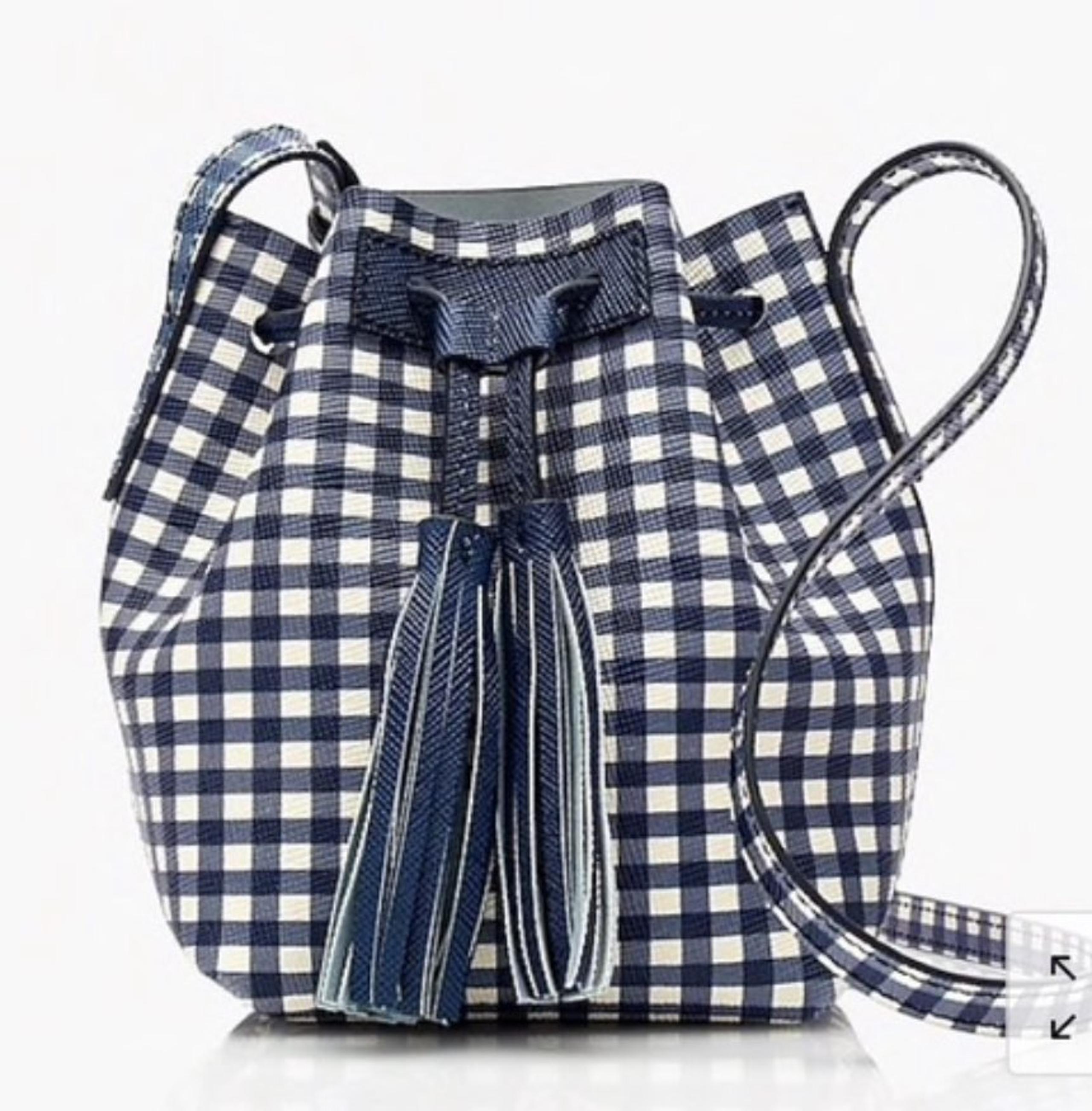 J.Crew leather gingham bucket bag NWT