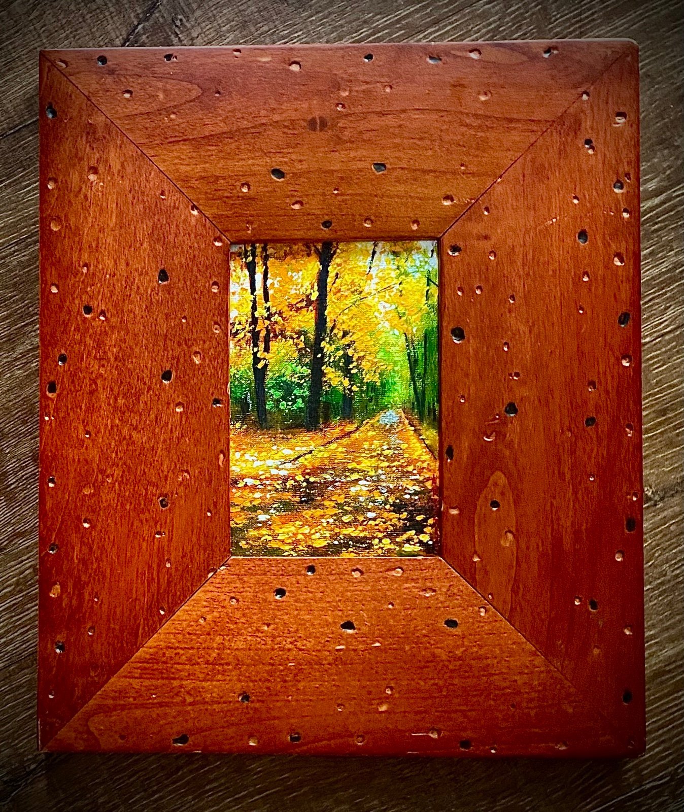 Original Signed Framed Autumn Country Road Oil Painting
