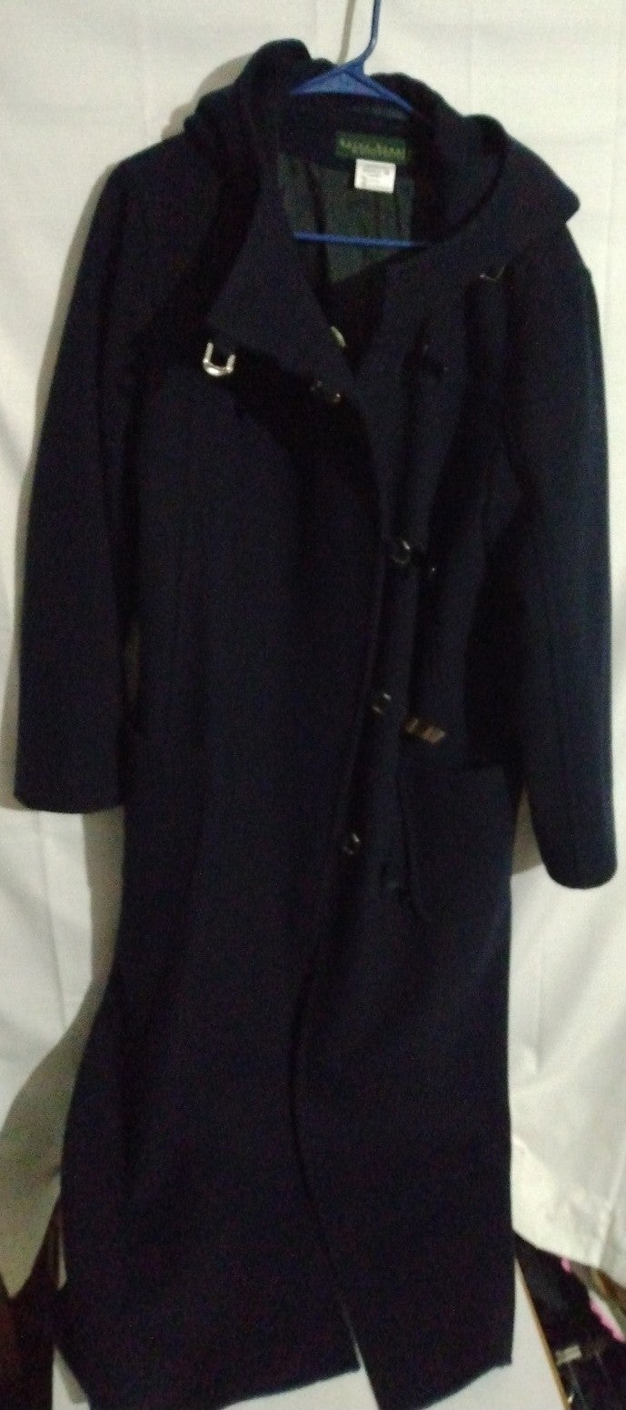 Women's Wool Trench Coat Jacket Parka Button Buckle Hooded Peacoat Harve Benard