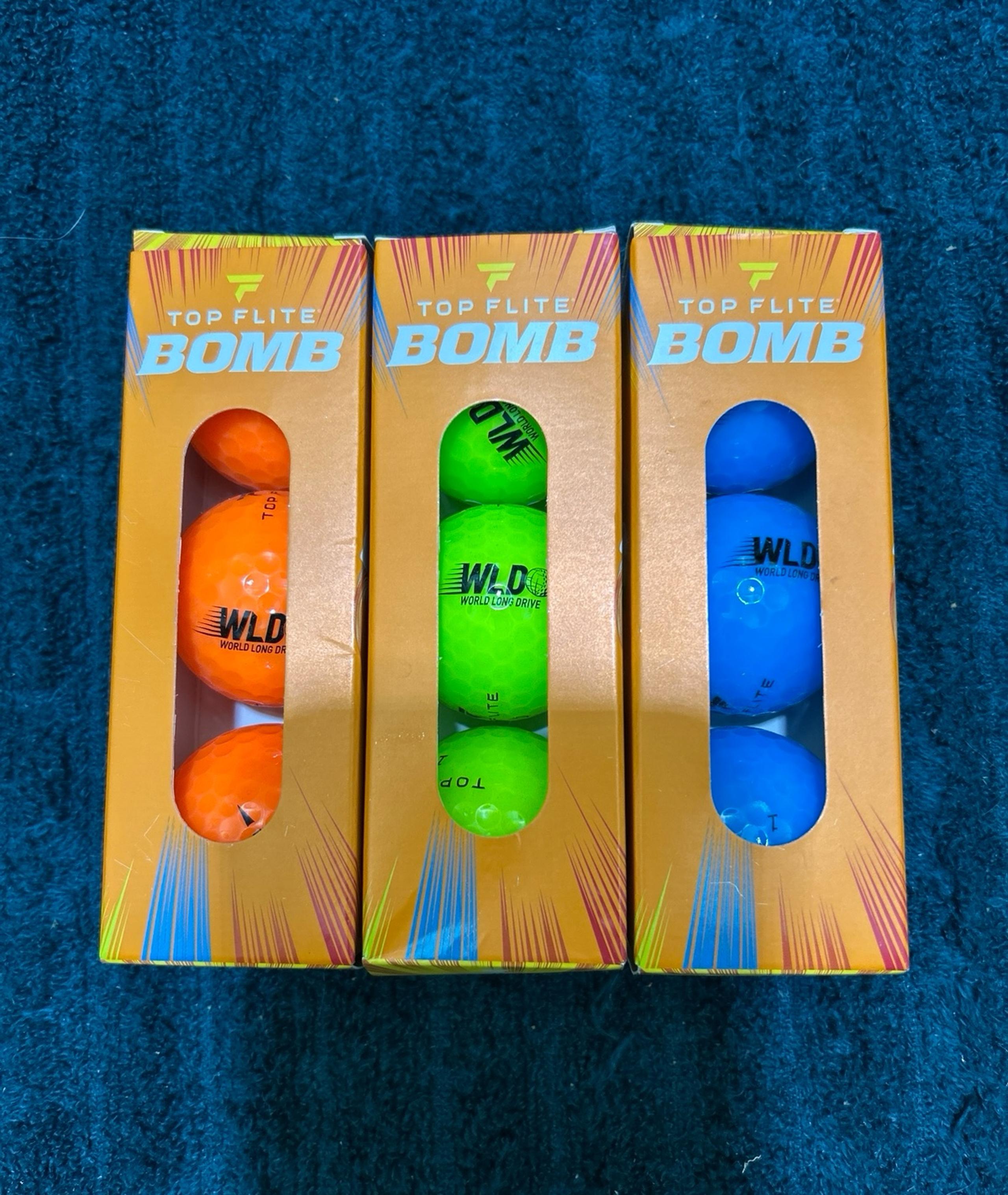 9 TOP FLITE BOMB 3 DIFFERENT COLOR GOLF BALLS