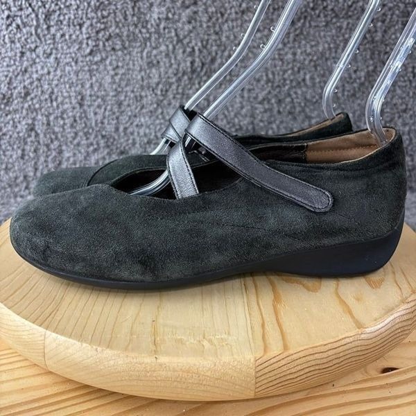 Wolky Passion Mary Jane Womens 10.5 Gray Green Suede Flats Comfort Shoe EU 42