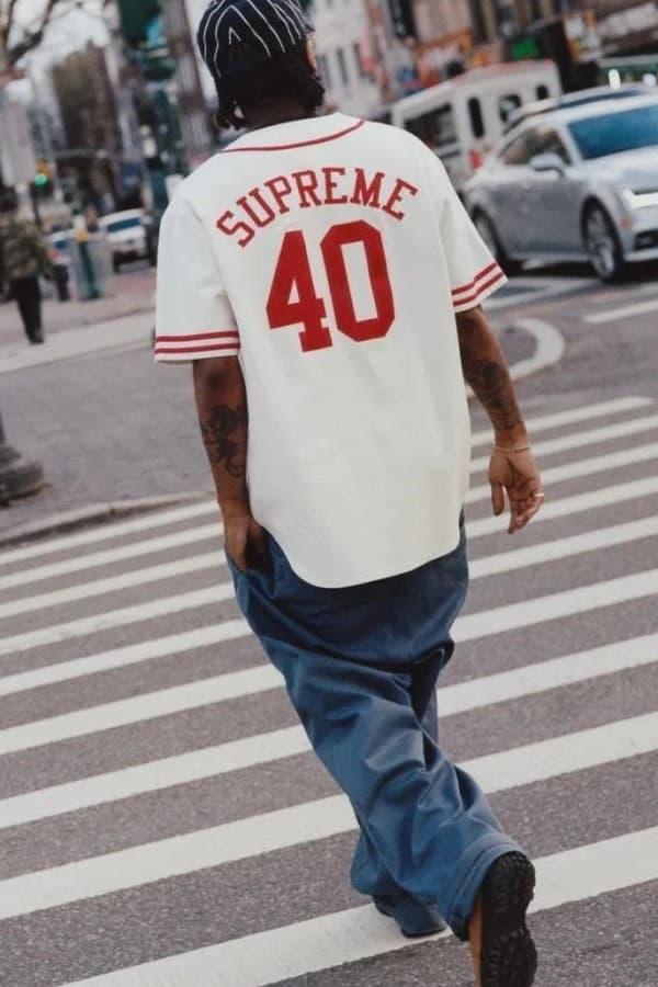 Supreme 40 Acres Twill Baseball Jersey Black メンズ - SS25 - JP